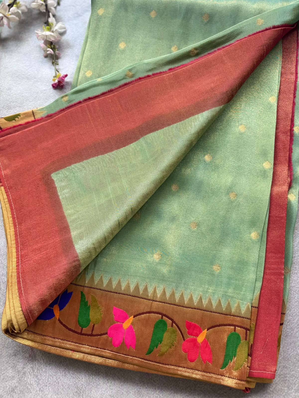 Pastel Green Pure Tissue Paithani Saree 109