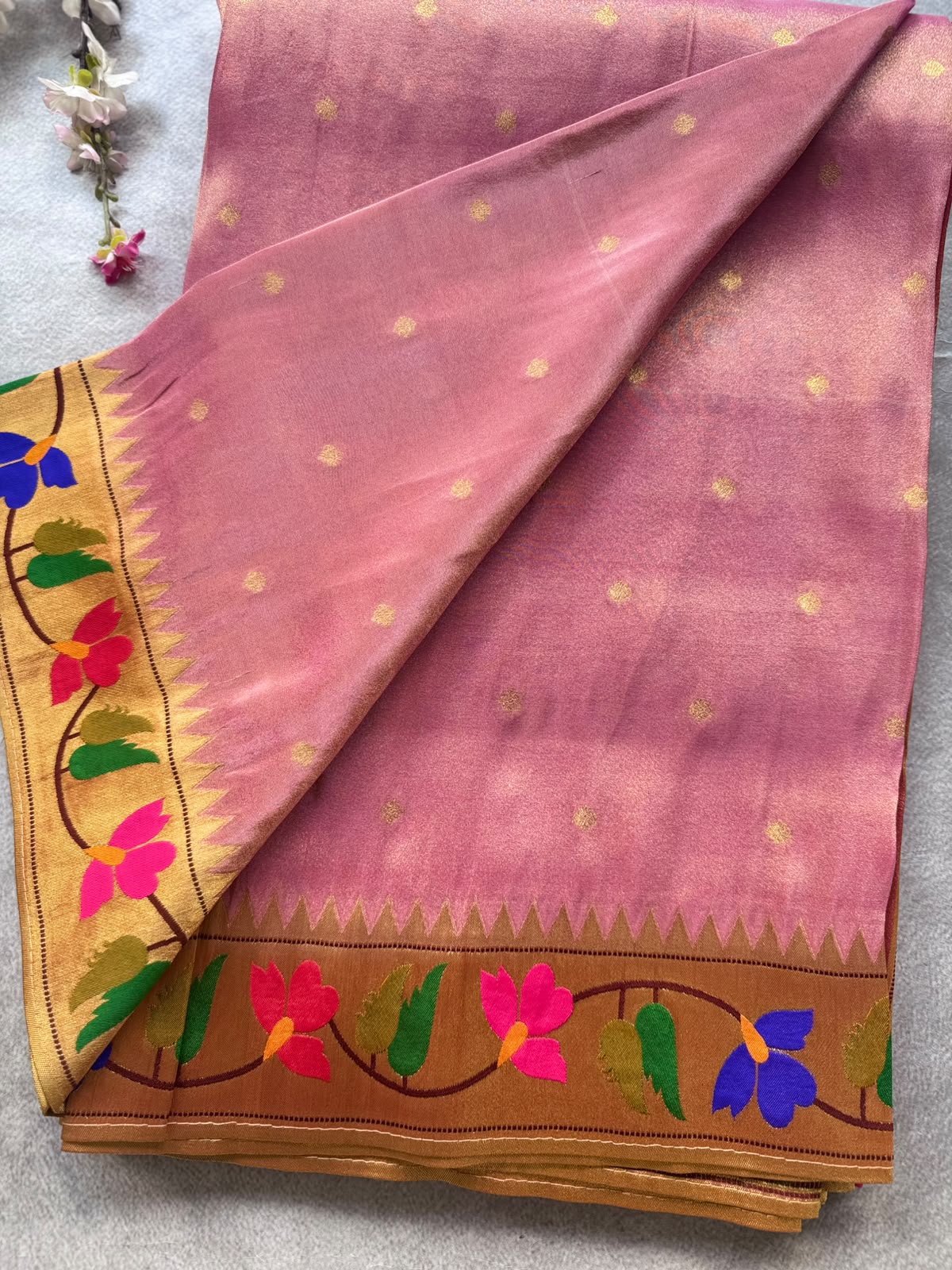 Pastel Pink Pure Tissue Paithani Saree 109