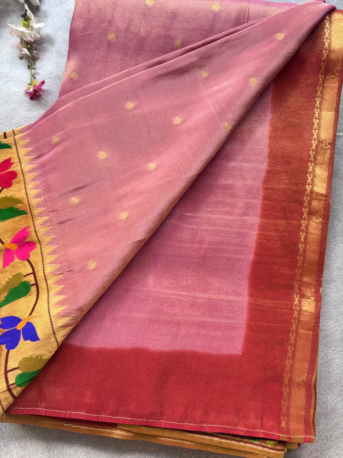 Pastel Pink Pure Tissue Paithani Saree 109