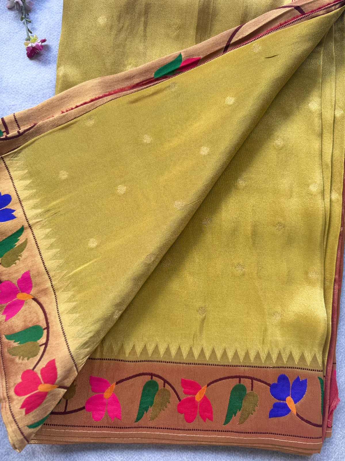 Mustard Pure Tissue Paithani Saree 109