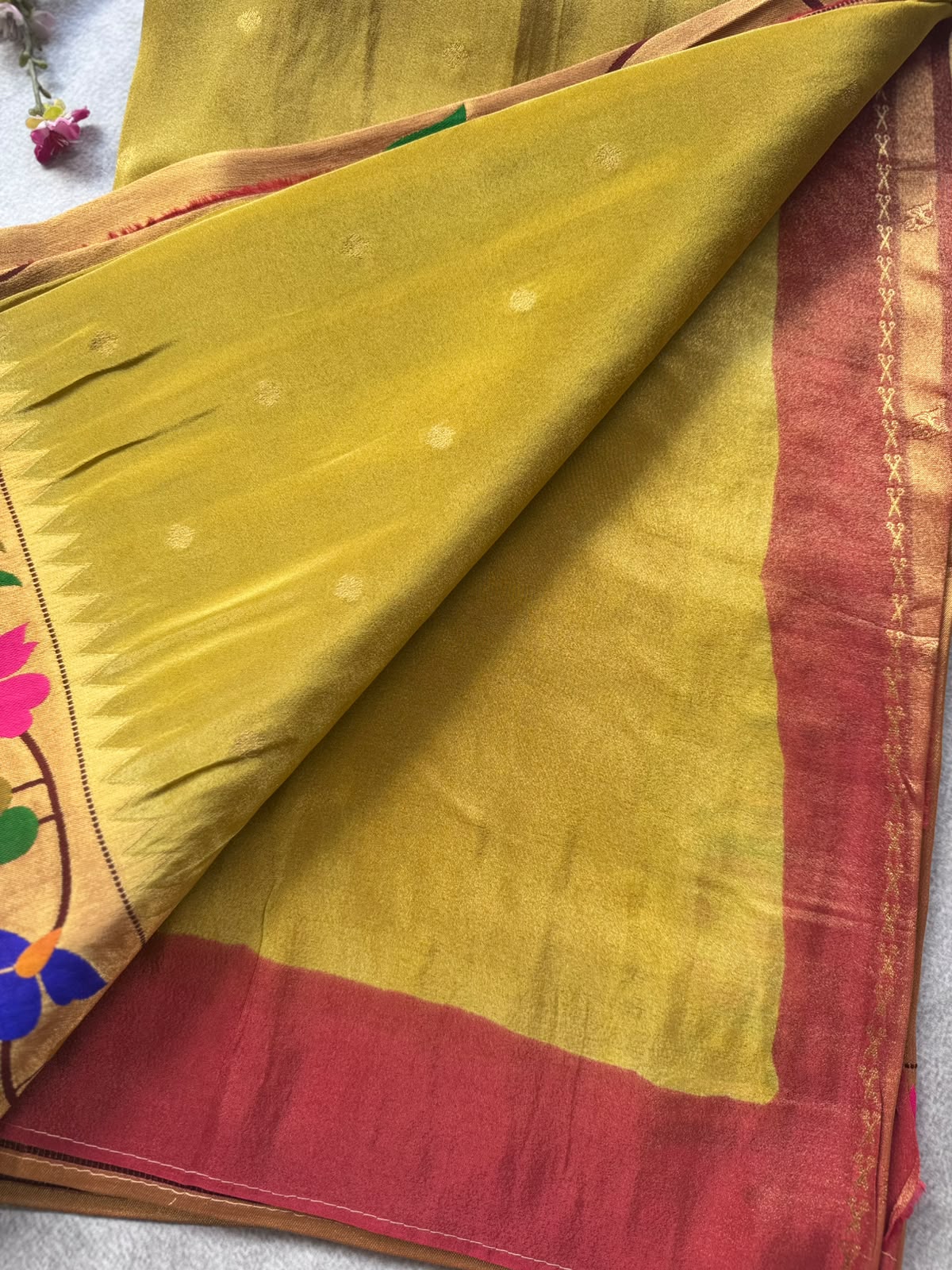 Mustard Pure Tissue Paithani Saree 109