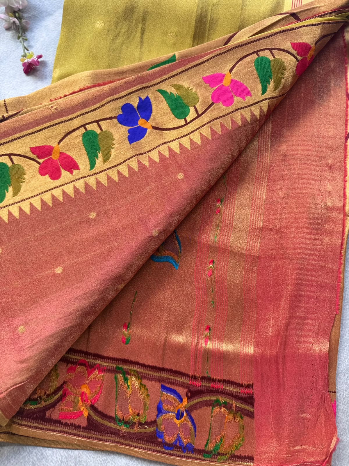 Mustard Pure Tissue Paithani Saree 109