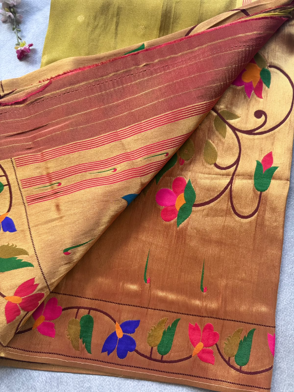 Mustard Pure Tissue Paithani Saree 109