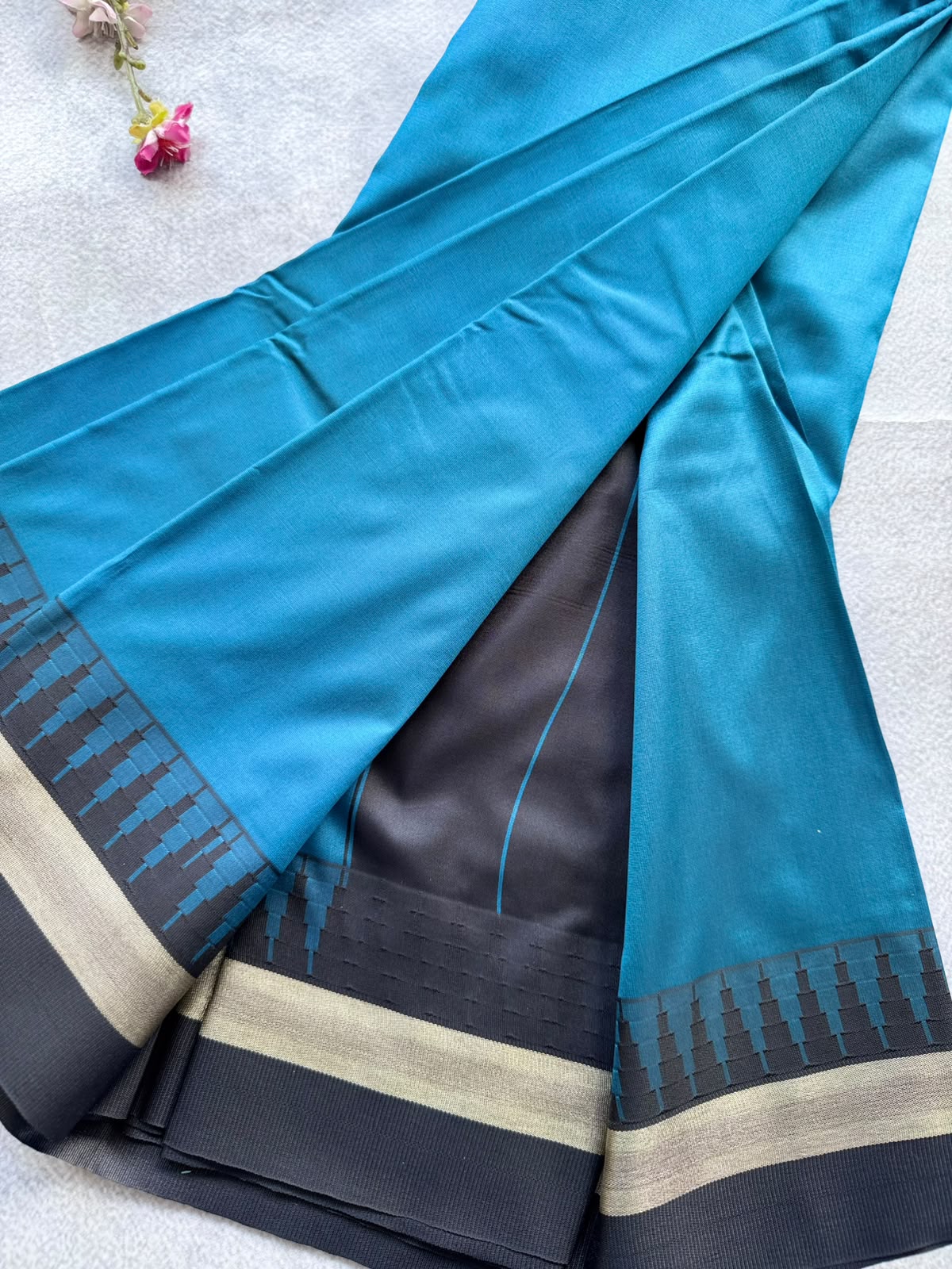 Peacock Blue Semi Silk Saree 109