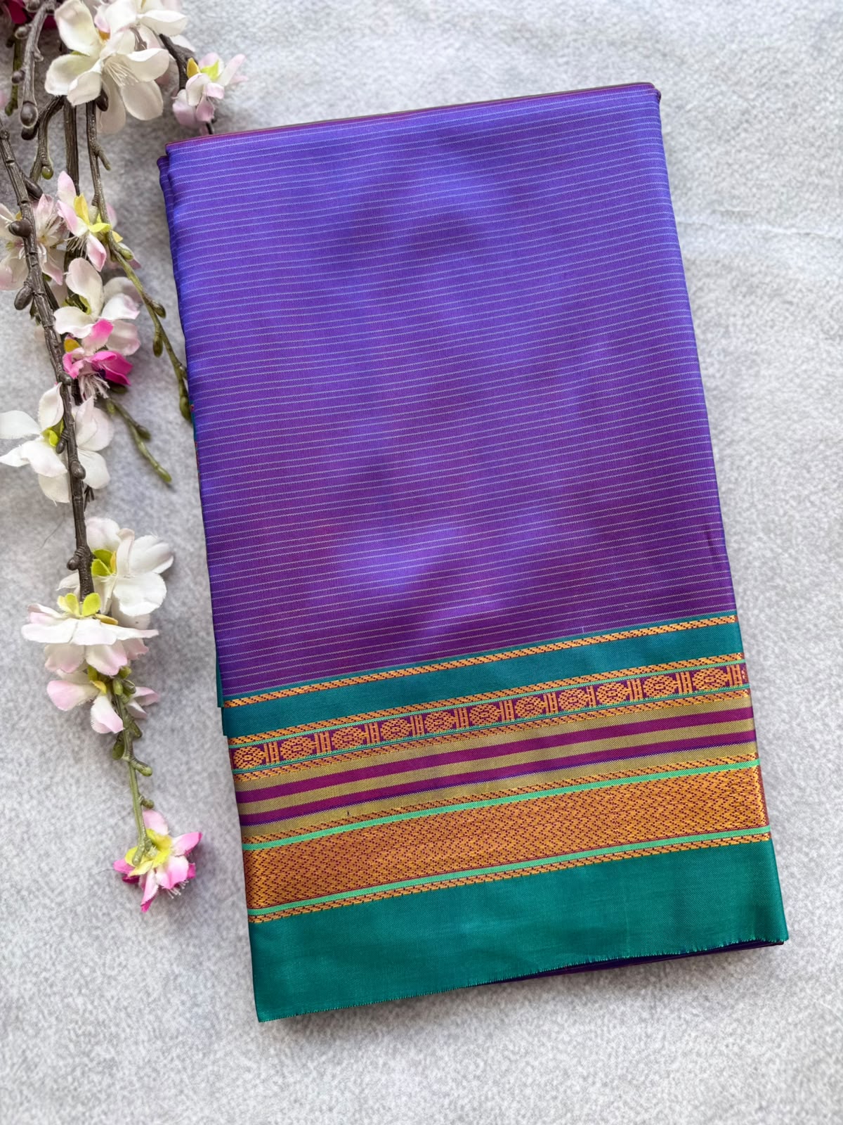 Purple Stripes Semi Silk Saree 109