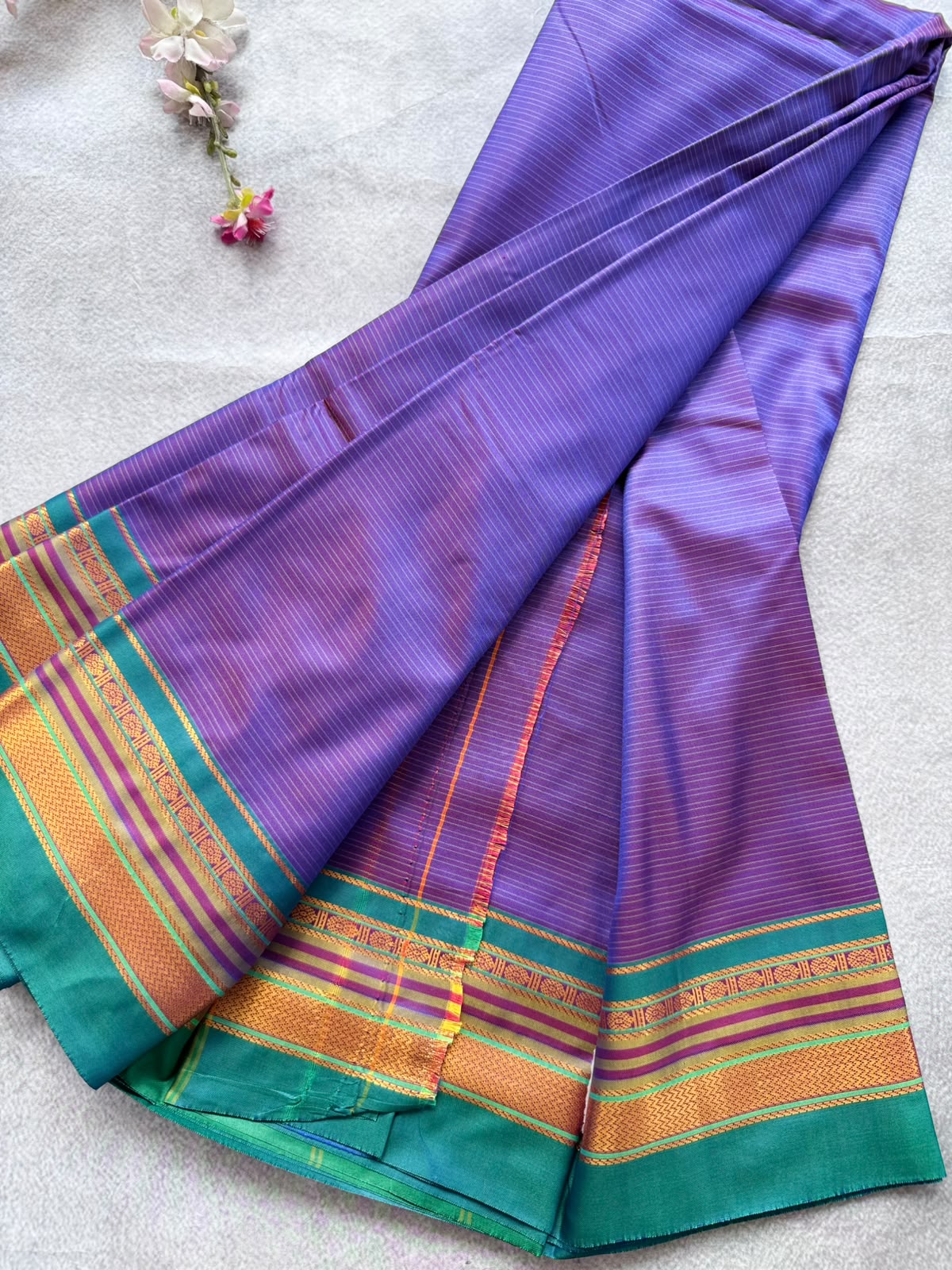 Purple Stripes Semi Silk Saree 109