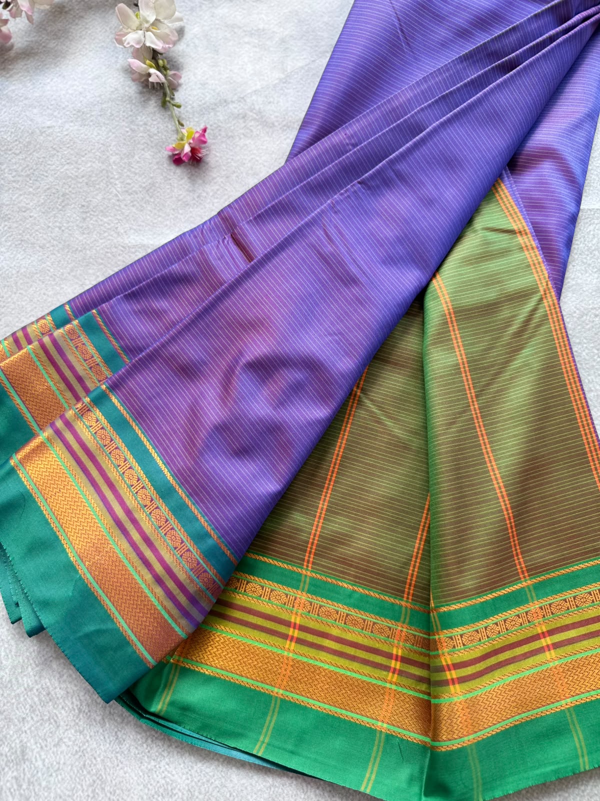 Purple Stripes Semi Silk Saree 109