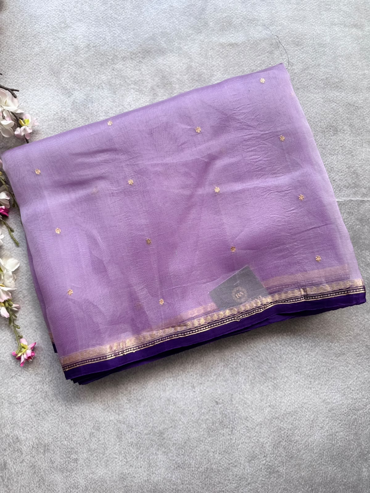 Pastel Lavender Pure Kora Organza Silk Saree 109