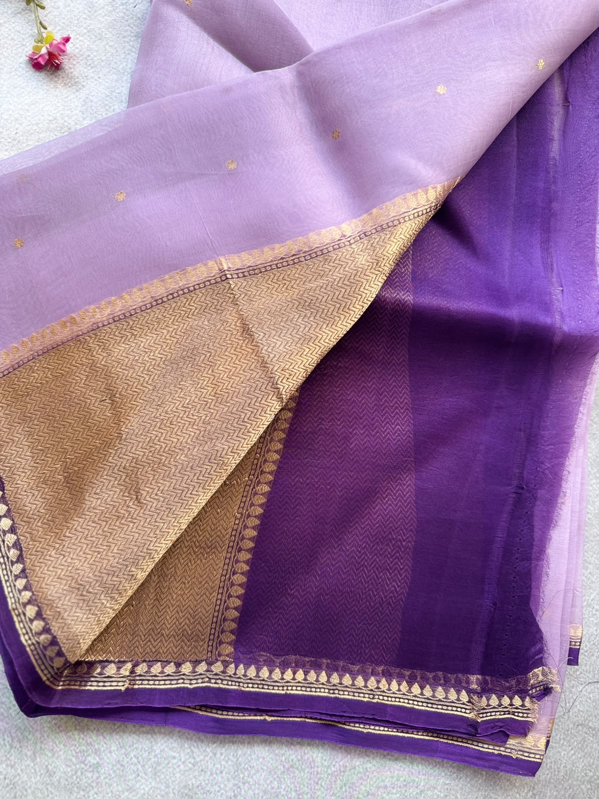 Pastel Lavender Pure Kora Organza Silk Saree 109