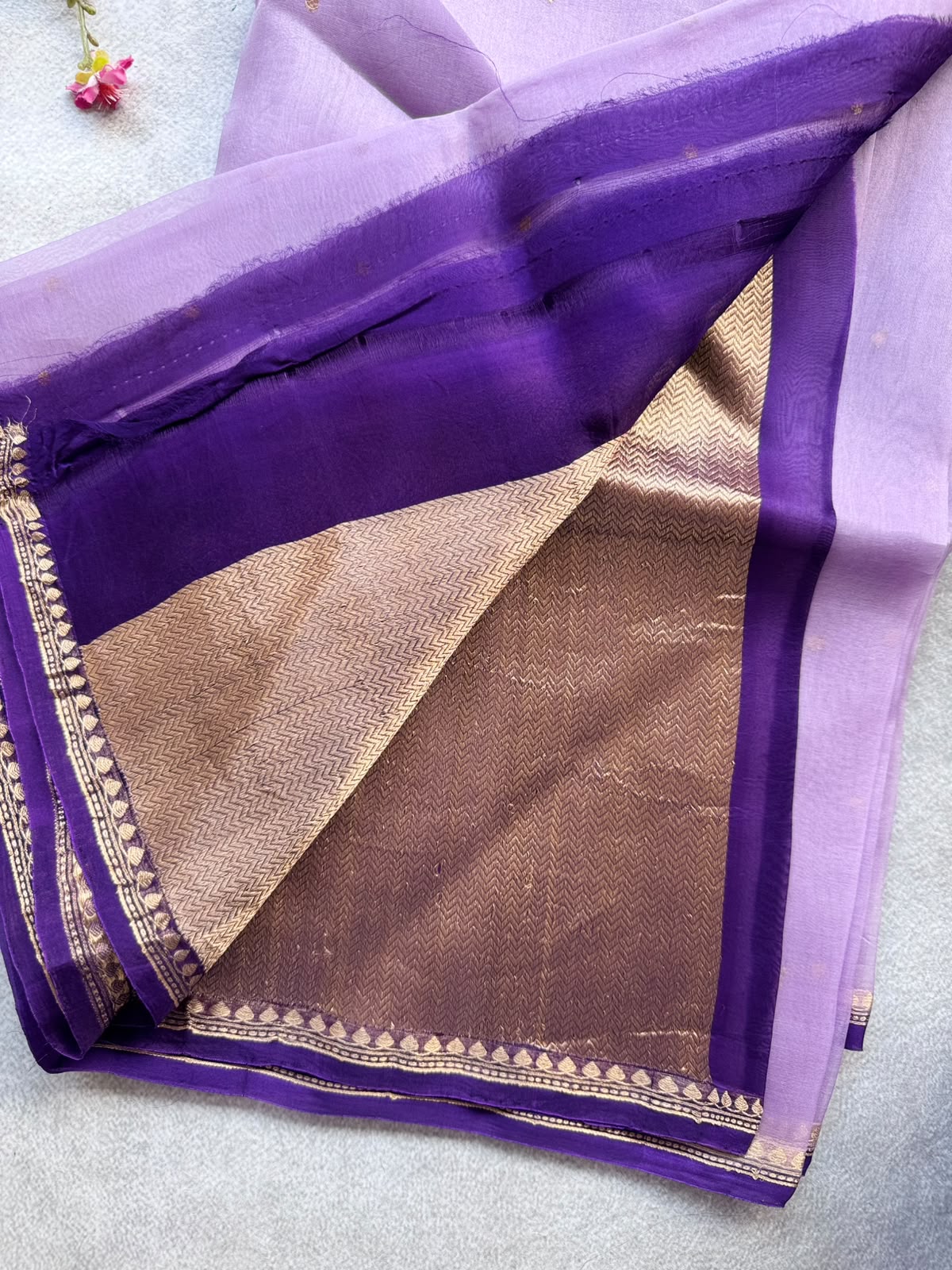 Pastel Lavender Pure Kora Organza Silk Saree 109