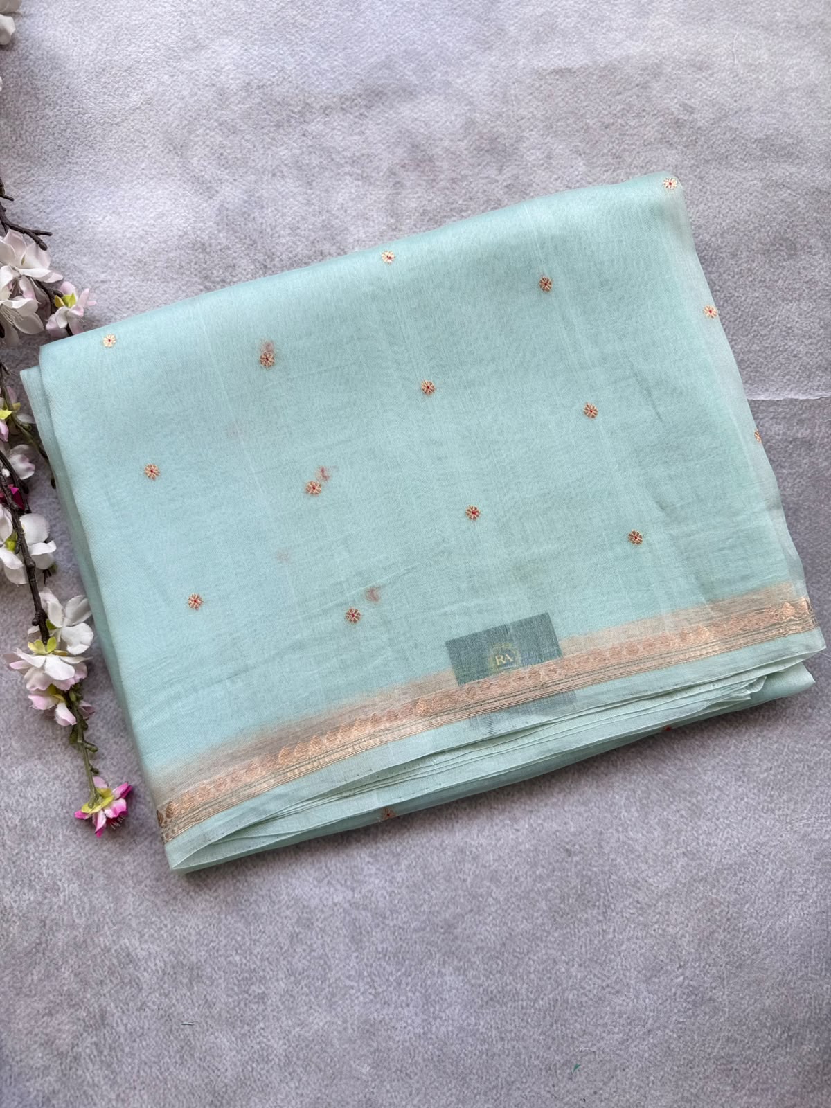 Pastel Green Pure Kora Organza Silk Saree 109