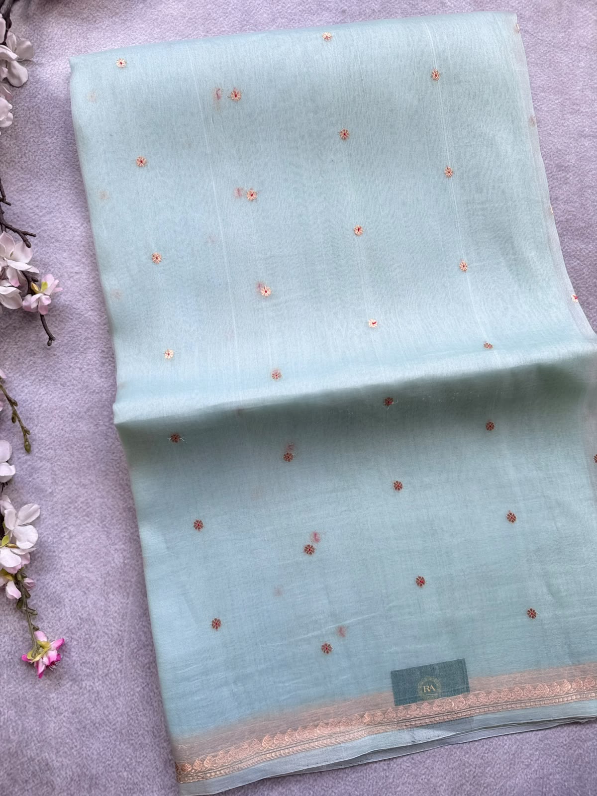 Pastel Green Pure Kora Organza Silk Saree 109