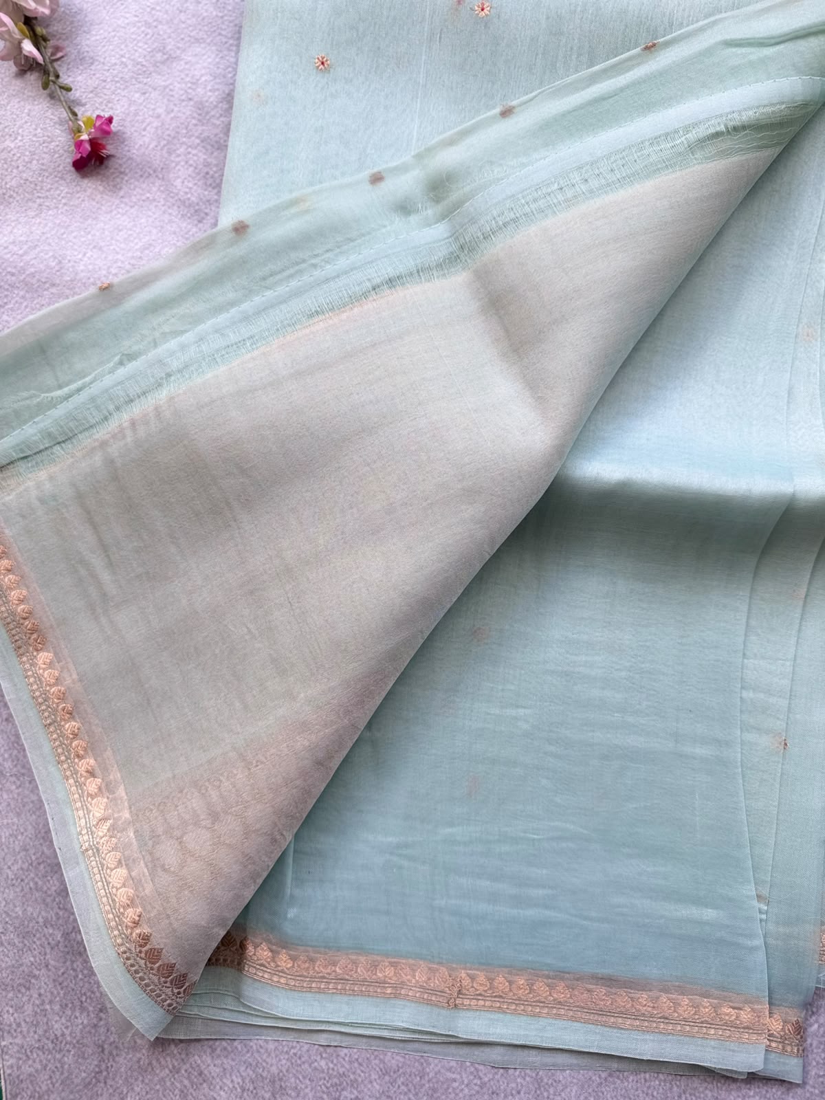 Pastel Green Pure Kora Organza Silk Saree 109