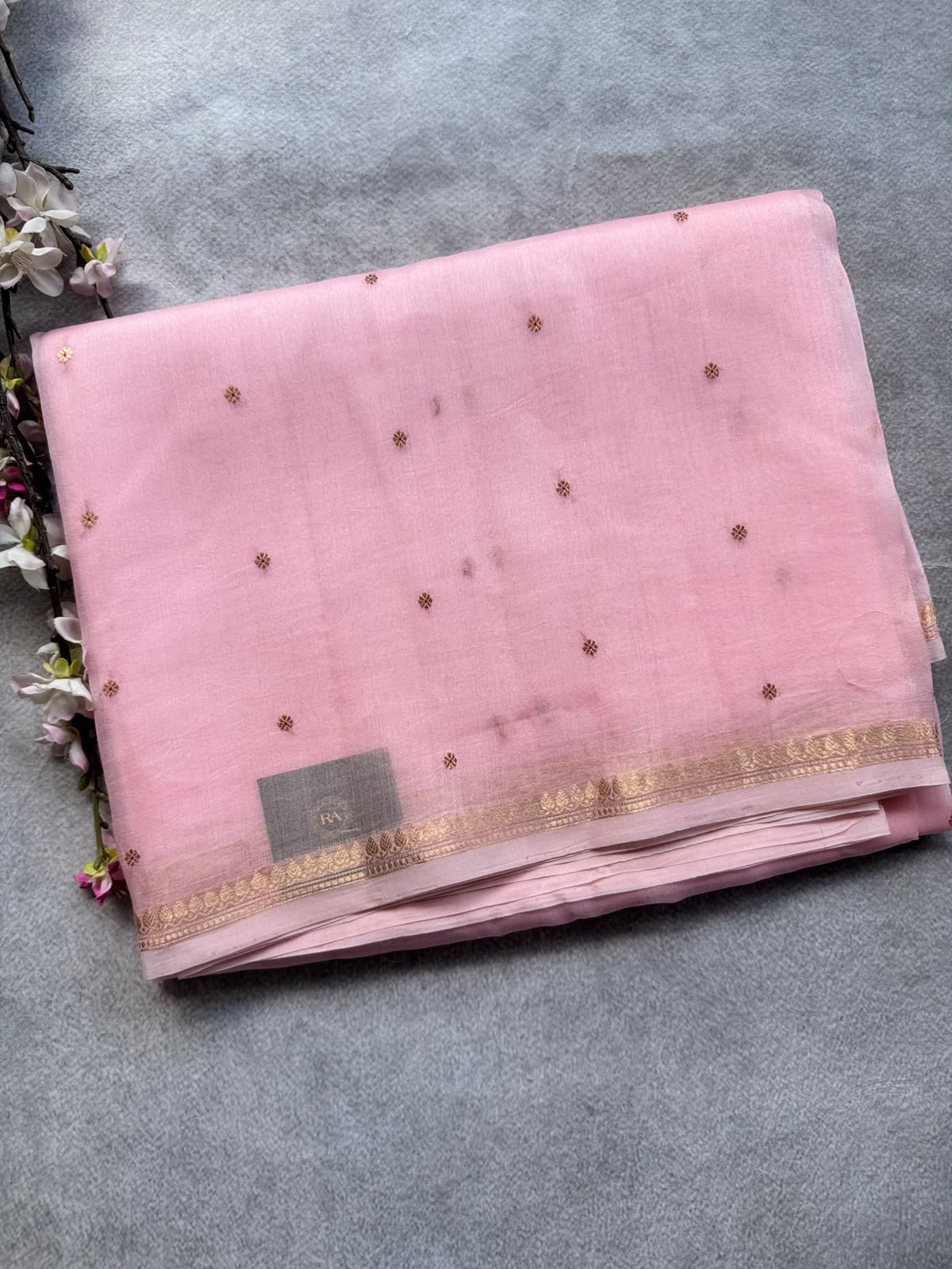 Pastel Peach Pure Kora Organza Silk Saree 109