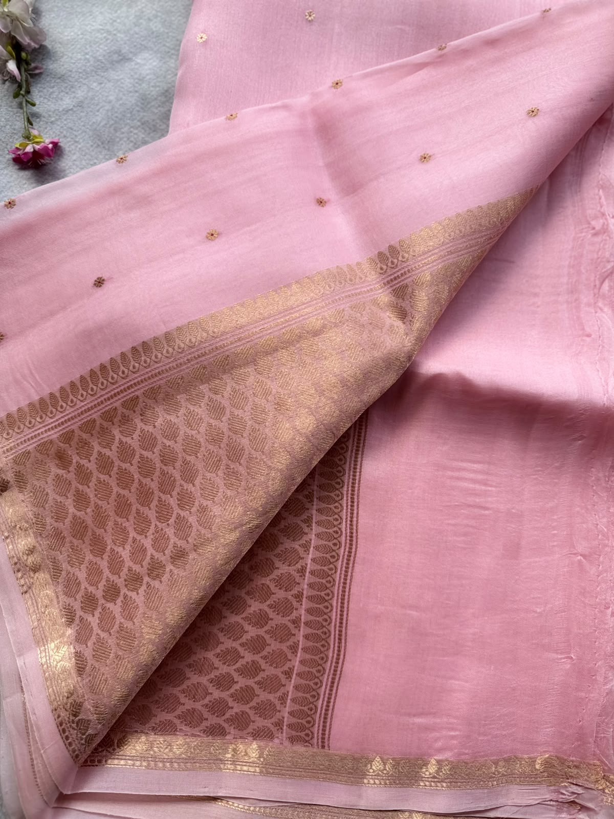 Pastel Peach Pure Kora Organza Silk Saree 109