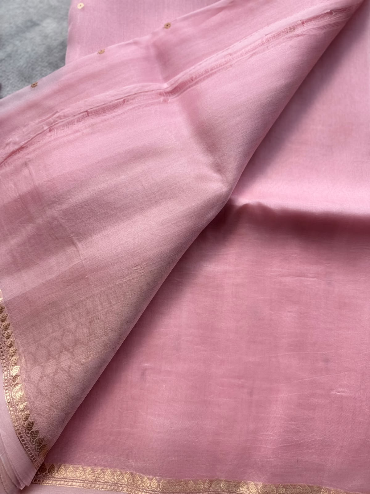 Pastel Peach Pure Kora Organza Silk Saree 109