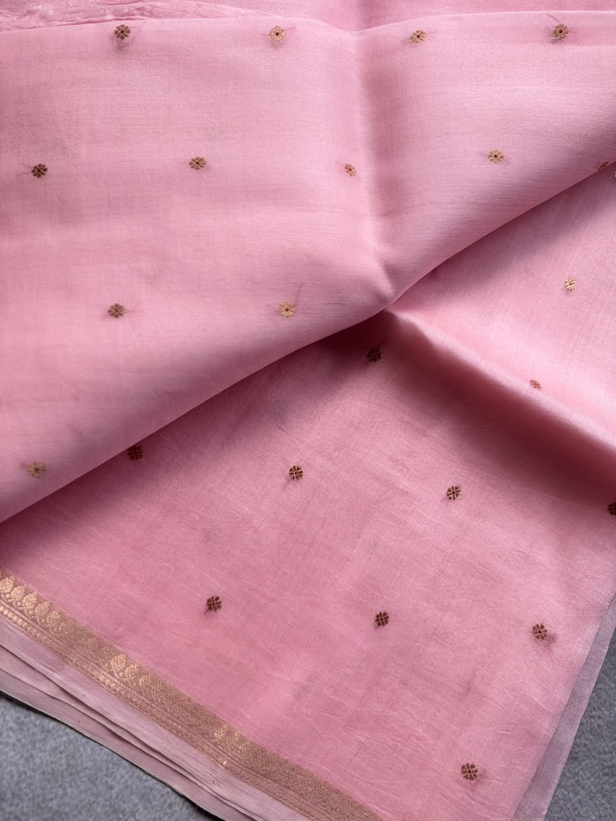 Pastel Peach Pure Kora Organza Silk Saree 109