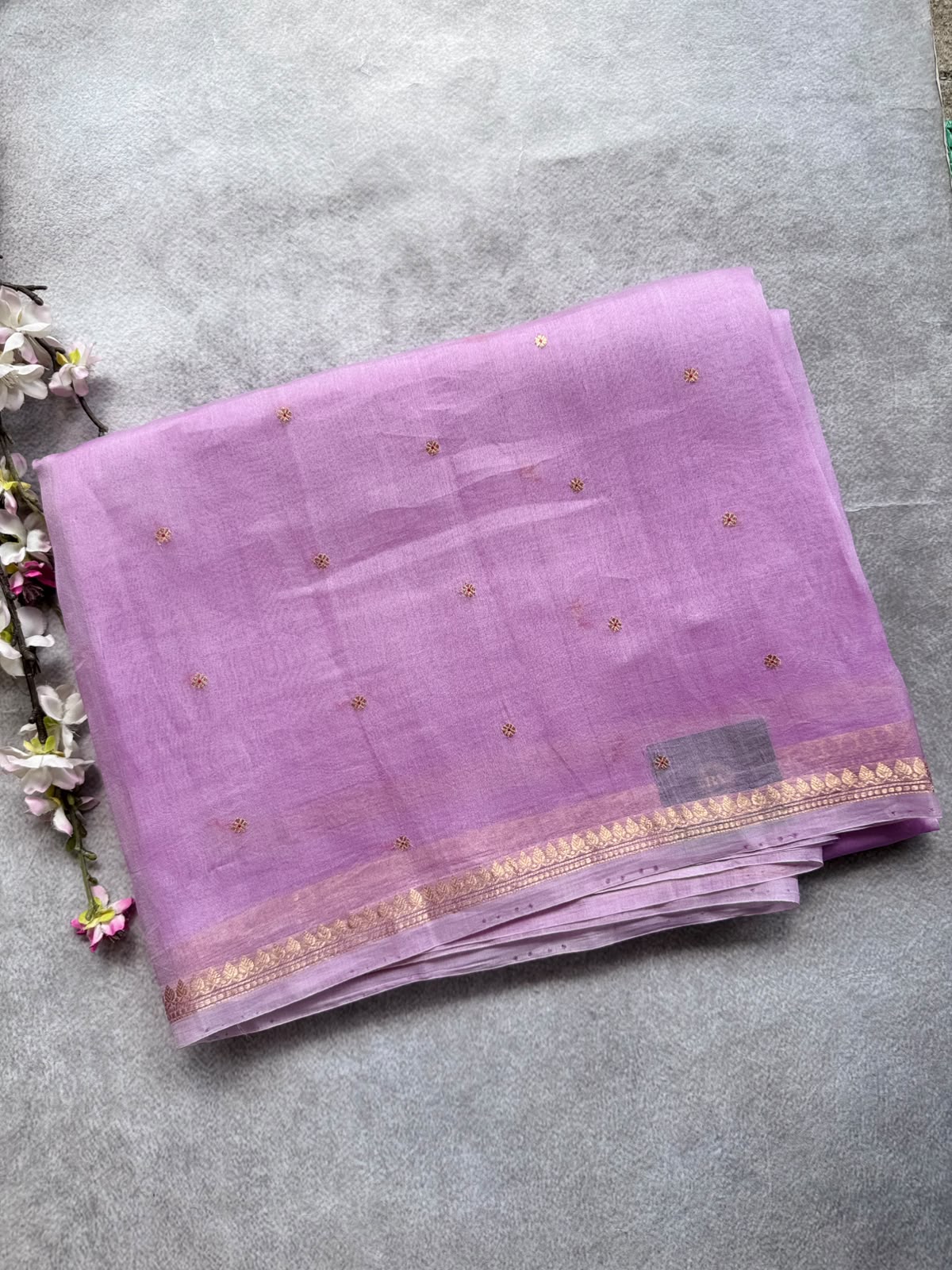 Pastel Lilac Pure Kora Organza Silk Saree 109