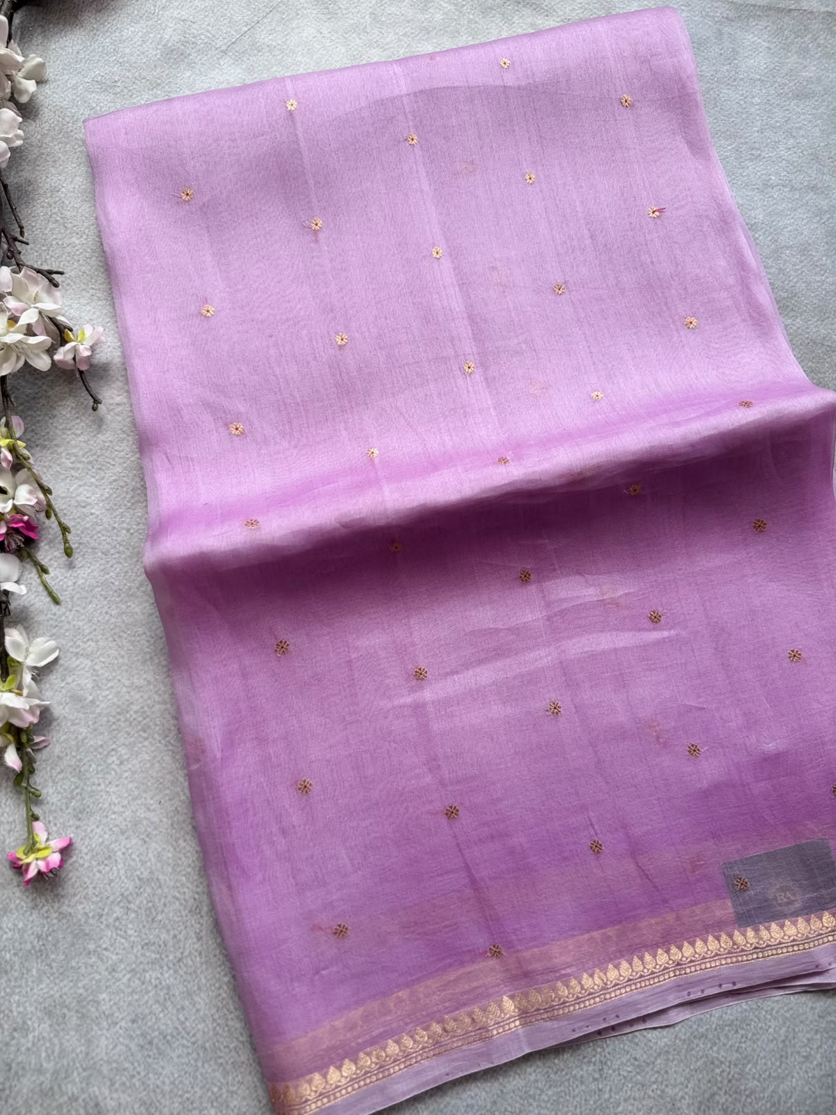 Pastel Lilac Pure Kora Organza Silk Saree 109