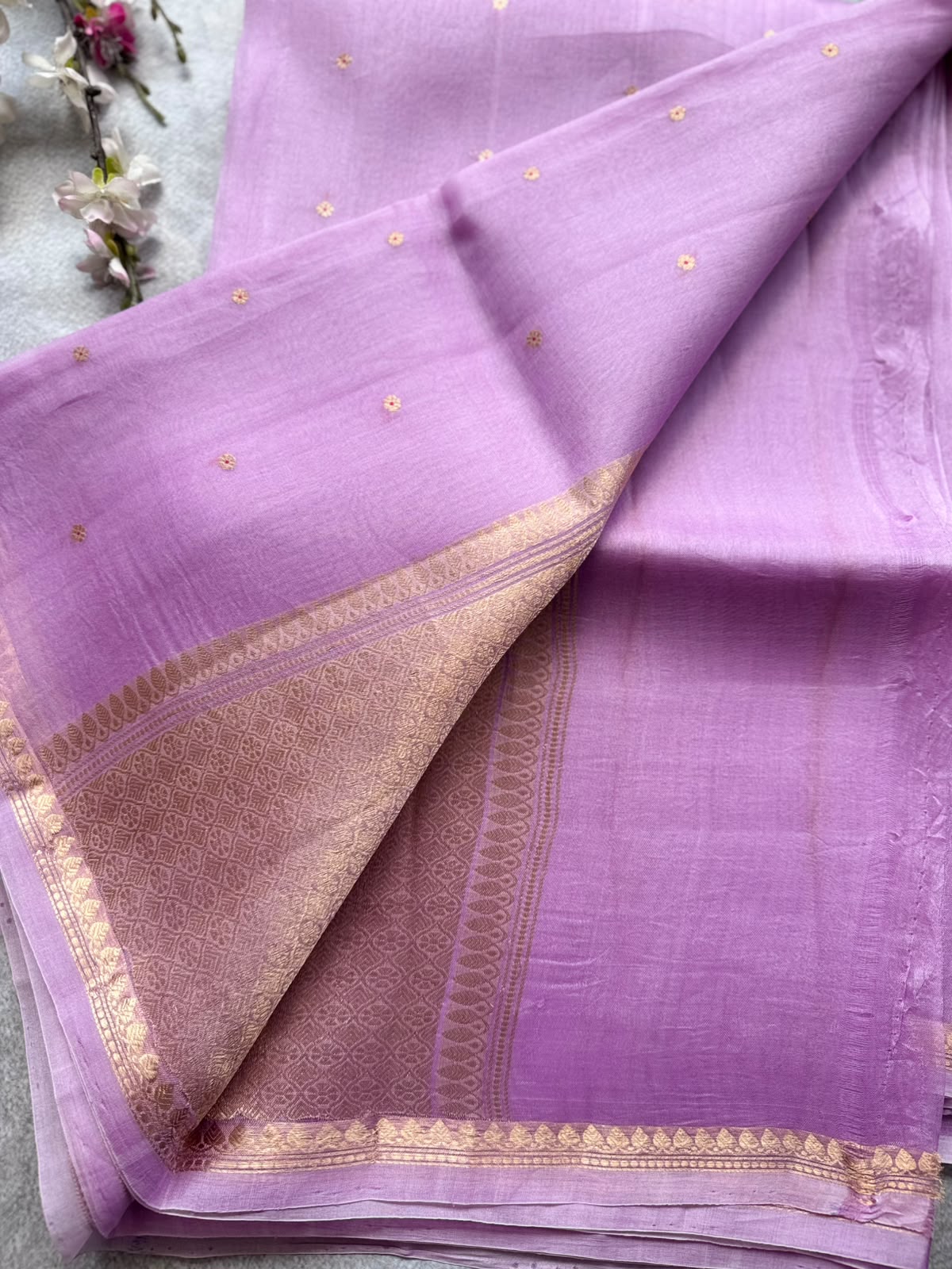 Pastel Lilac Pure Kora Organza Silk Saree 109