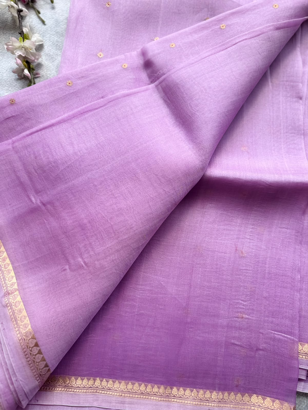 Pastel Lilac Pure Kora Organza Silk Saree 109