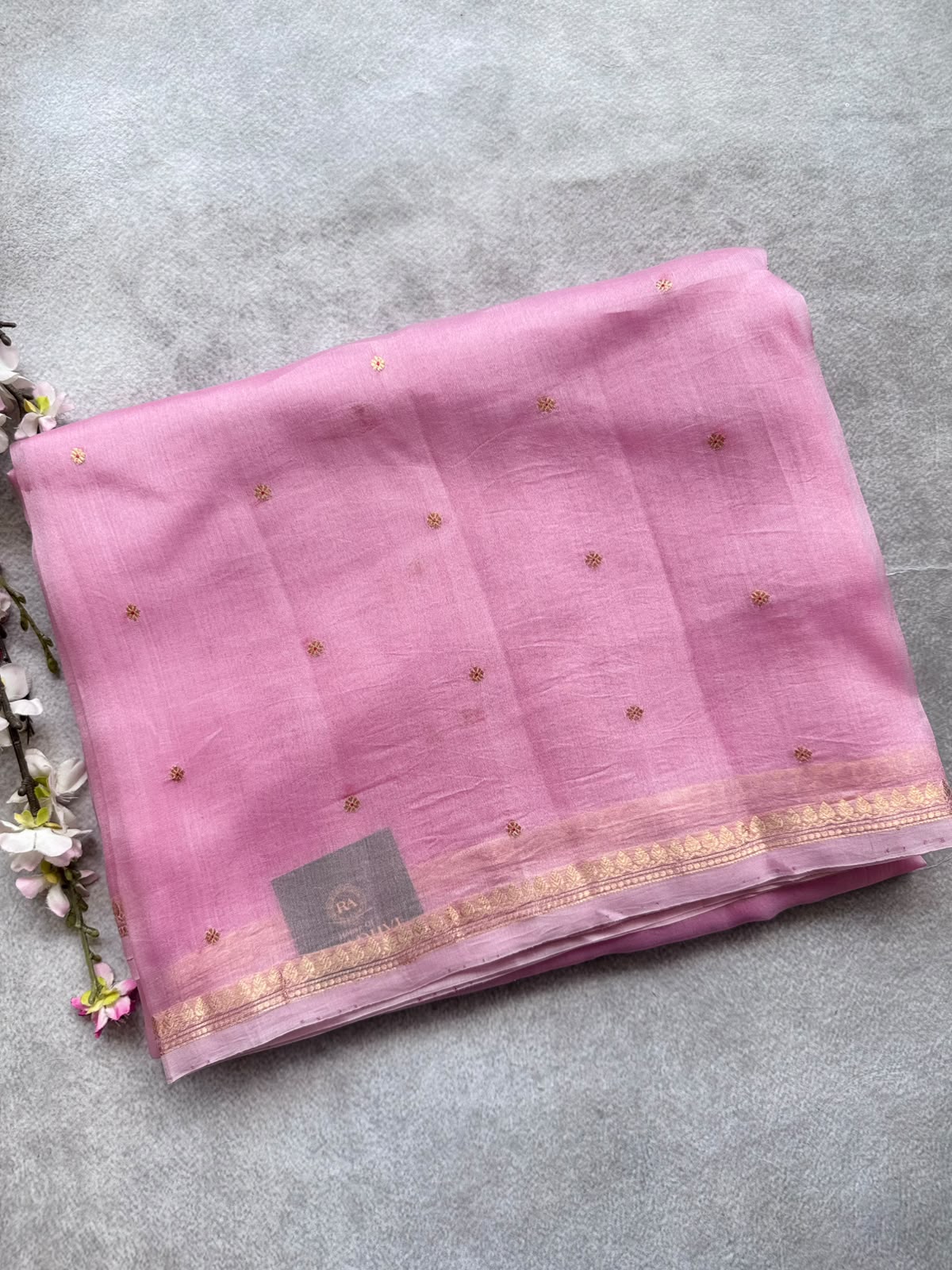 Pastel Pink Pure Kora Organza Silk Saree 109