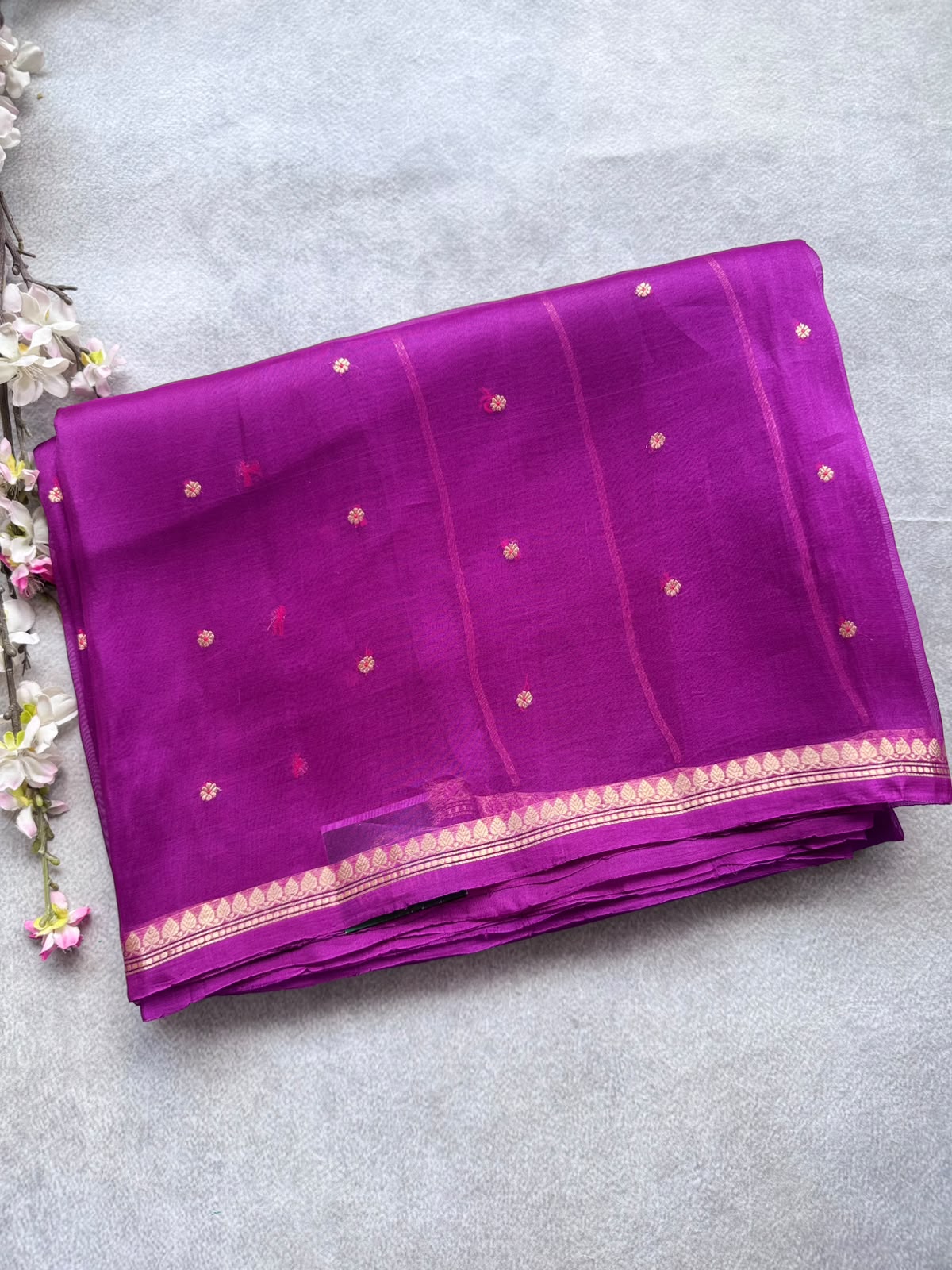 Magenta Pure Kora Organza Silk Saree 109
