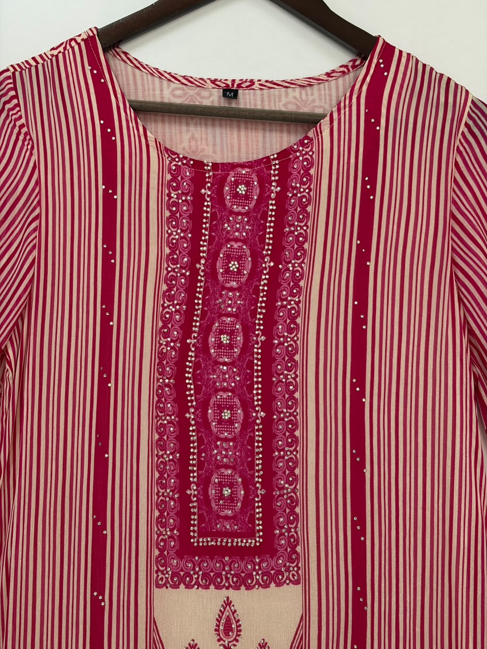 Pink and White Crepe Digital Print Airline Kurtha 212