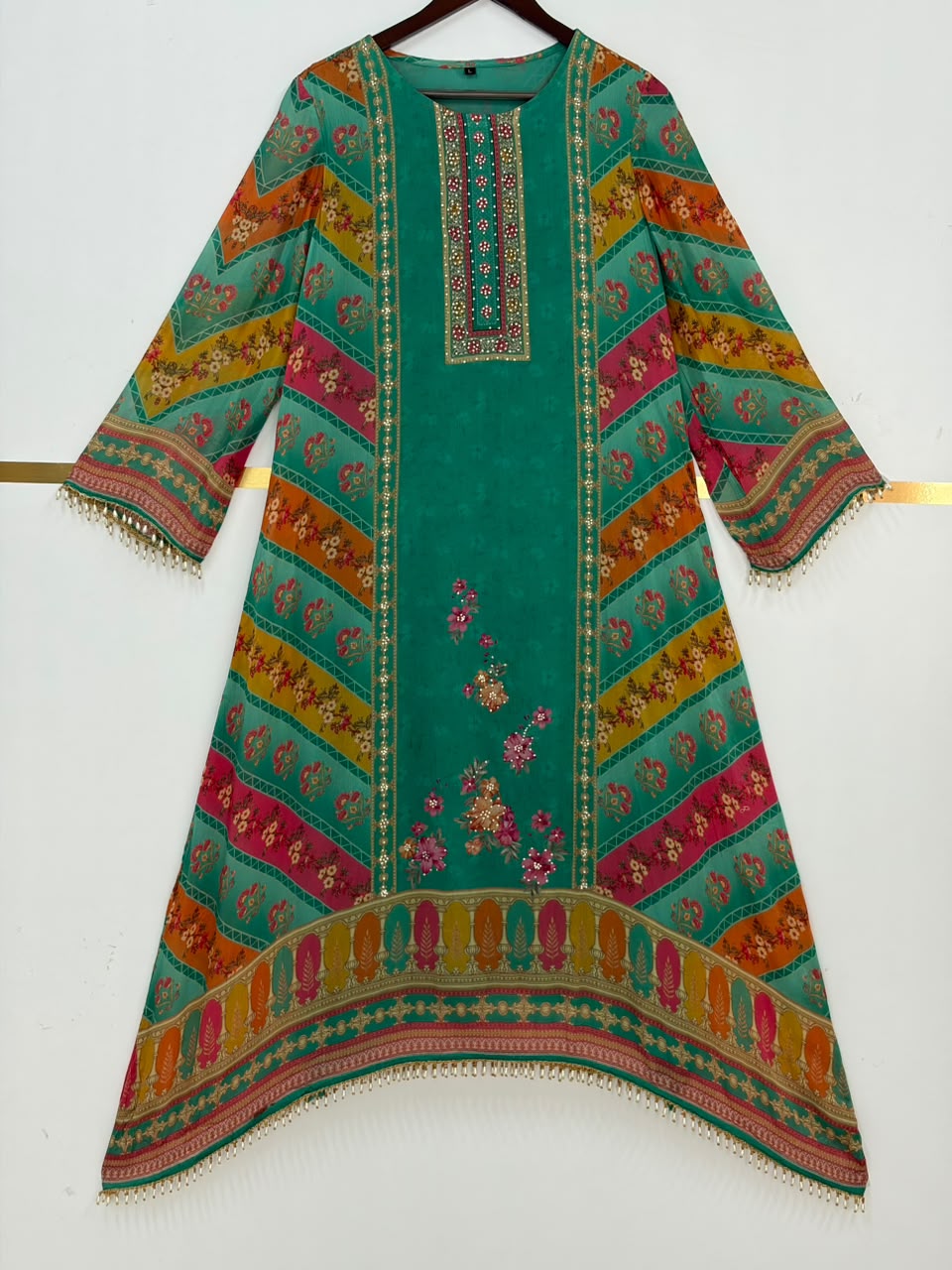 Sea Blue Crepe Digital Print Airline Kurtha 212