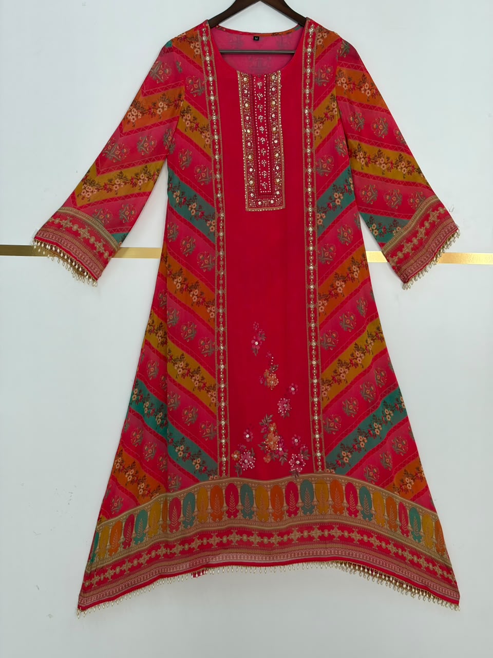 Pink Crepe Digital Print Airline Kurtha 212