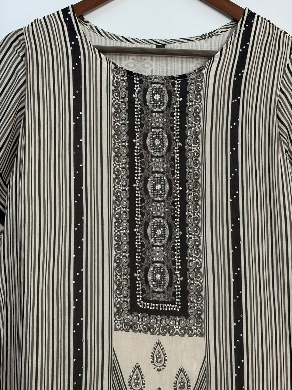 Black and white Crepe Digital Print Airline Kurtha 212