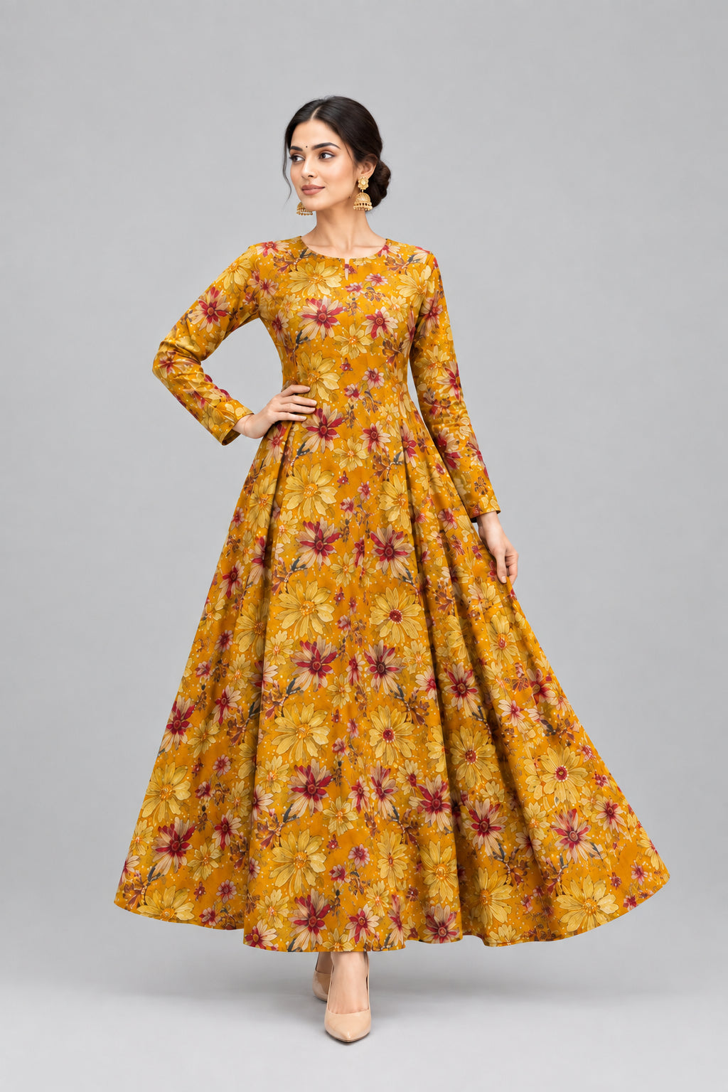 Yellow Satine Silk 1 pcs kurtha 124