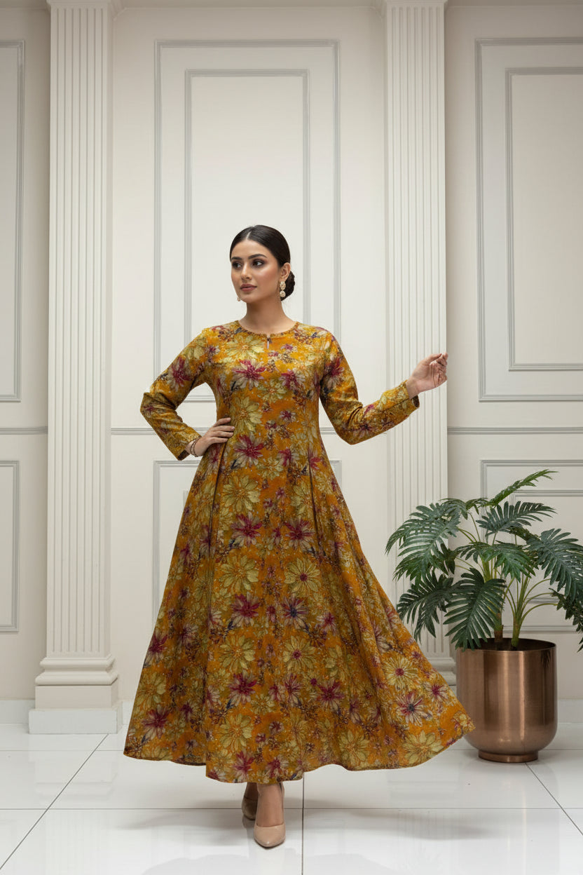 Yellow Satine Silk 1 pcs kurtha 124
