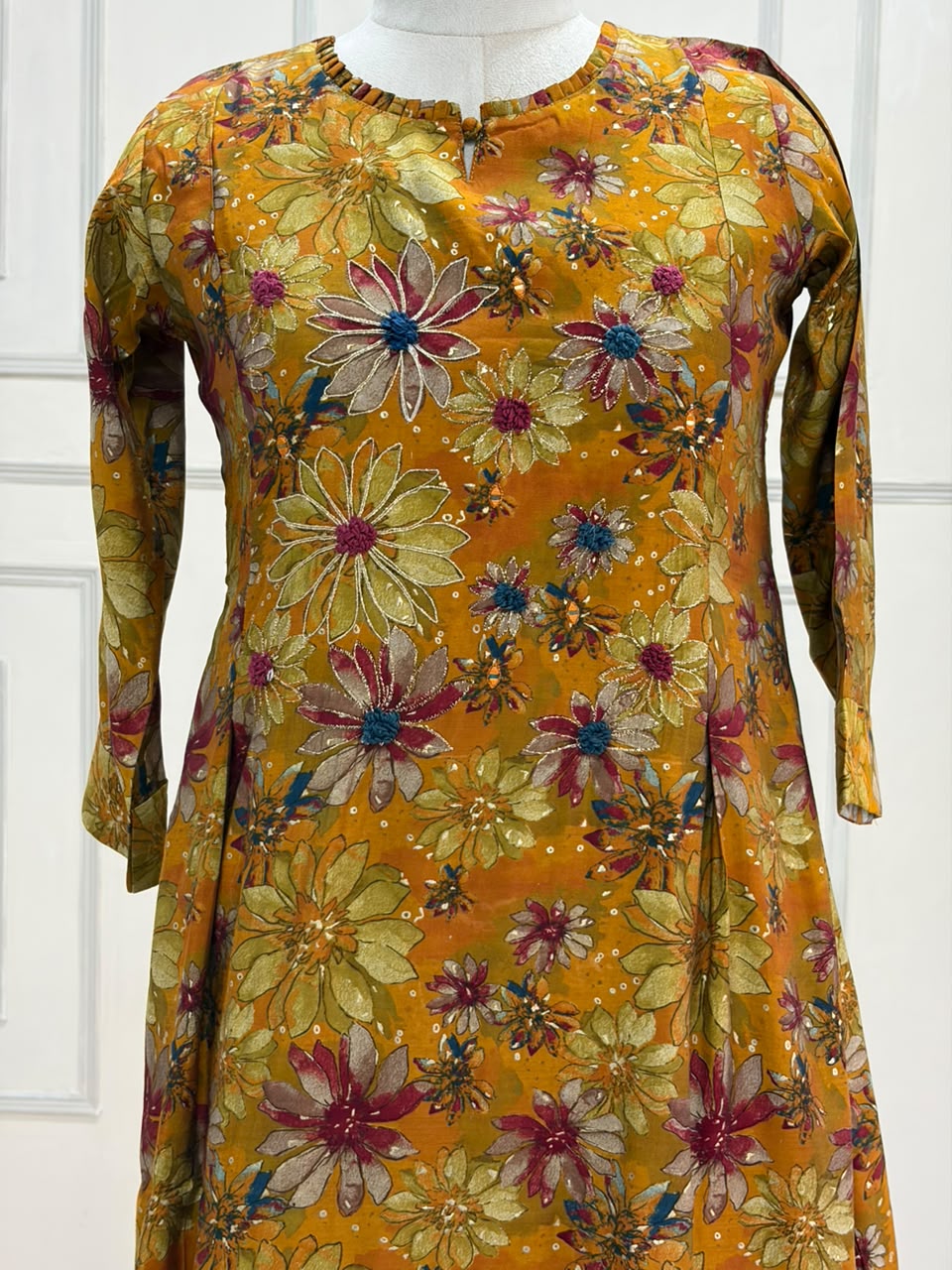 Yellow Satine Silk 1 pcs kurtha 124