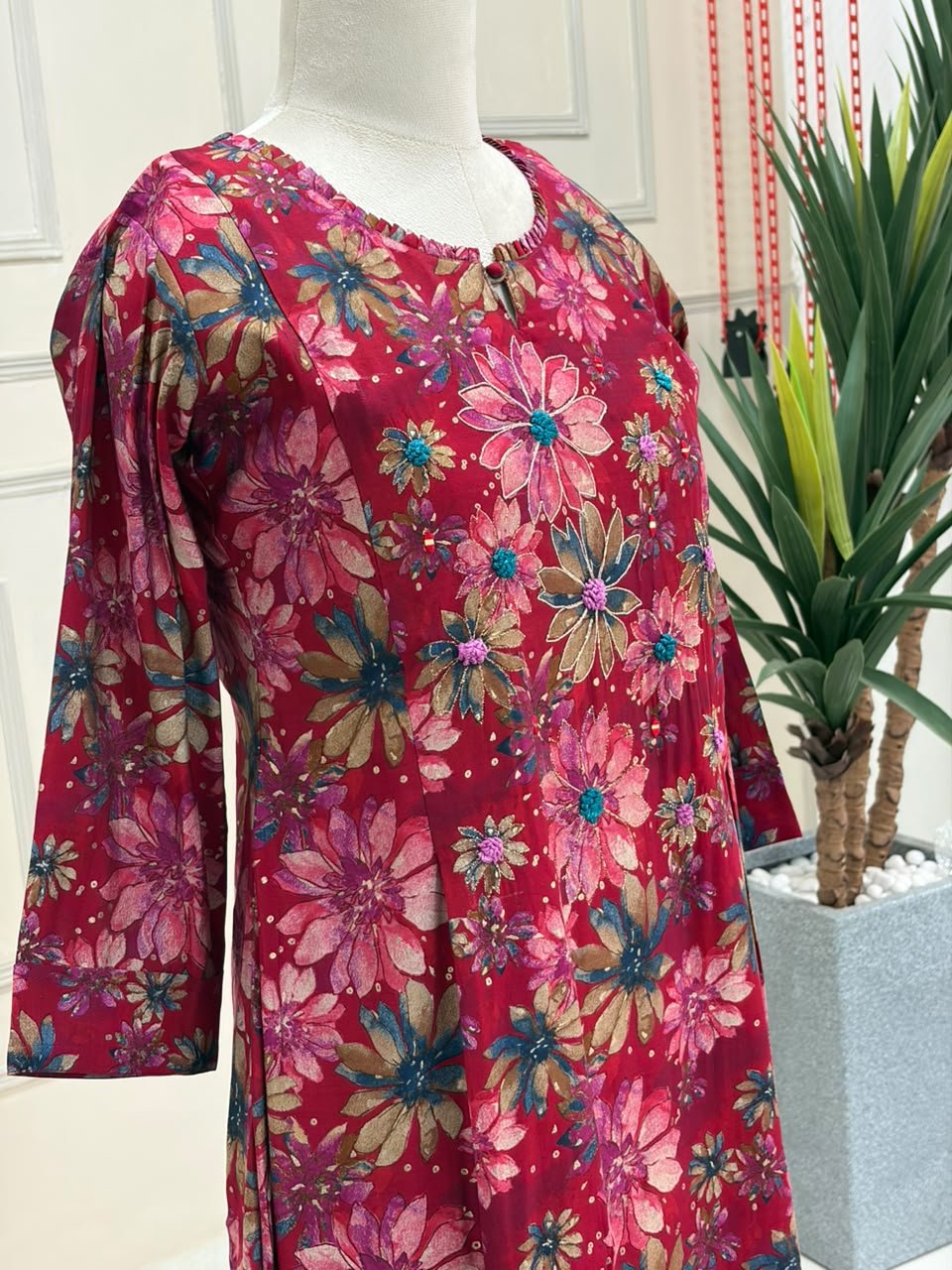 Pink Satine Silk 1 pcs kurtha 124