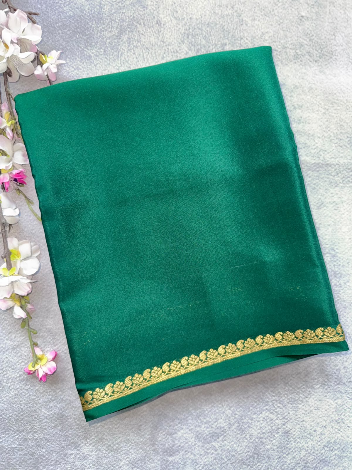 Green Pure Mysore Crepe Silk Saree 109
