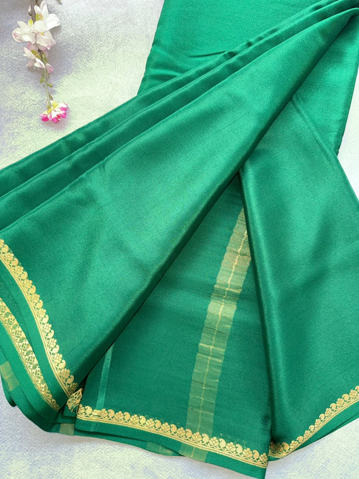 Green Pure Mysore Crepe Silk Saree 109