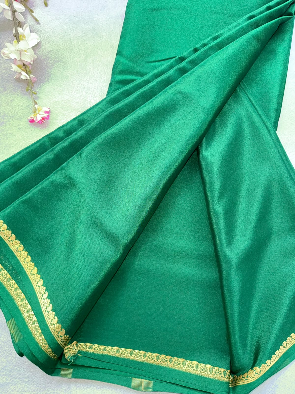 Green Pure Mysore Crepe Silk Saree 109
