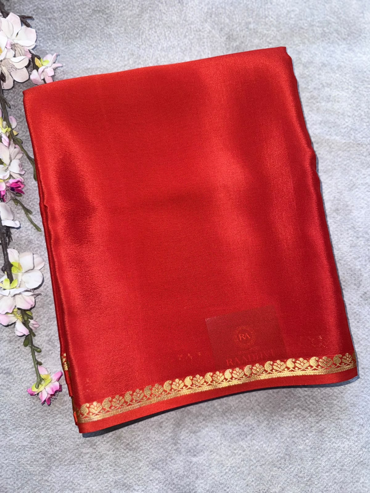Red Pure Mysore Crepe Silk Saree 109