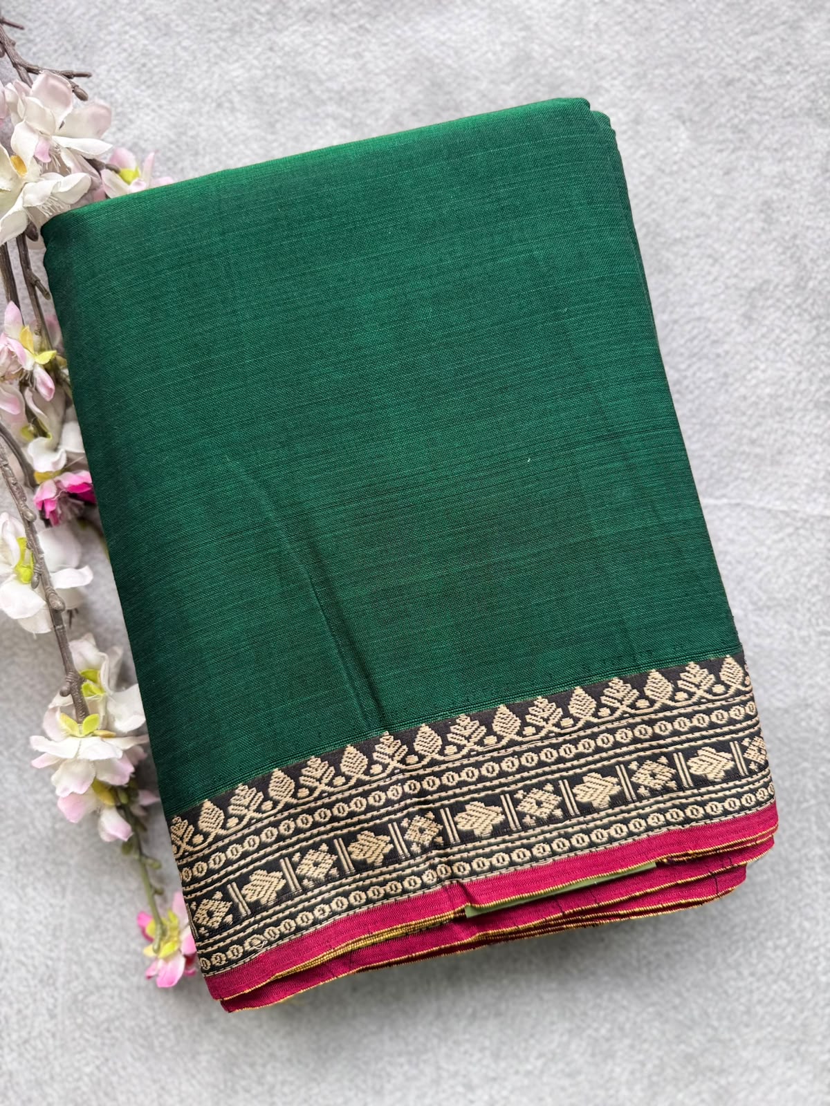Bottle Green Narayanpet Cotton Saree 109