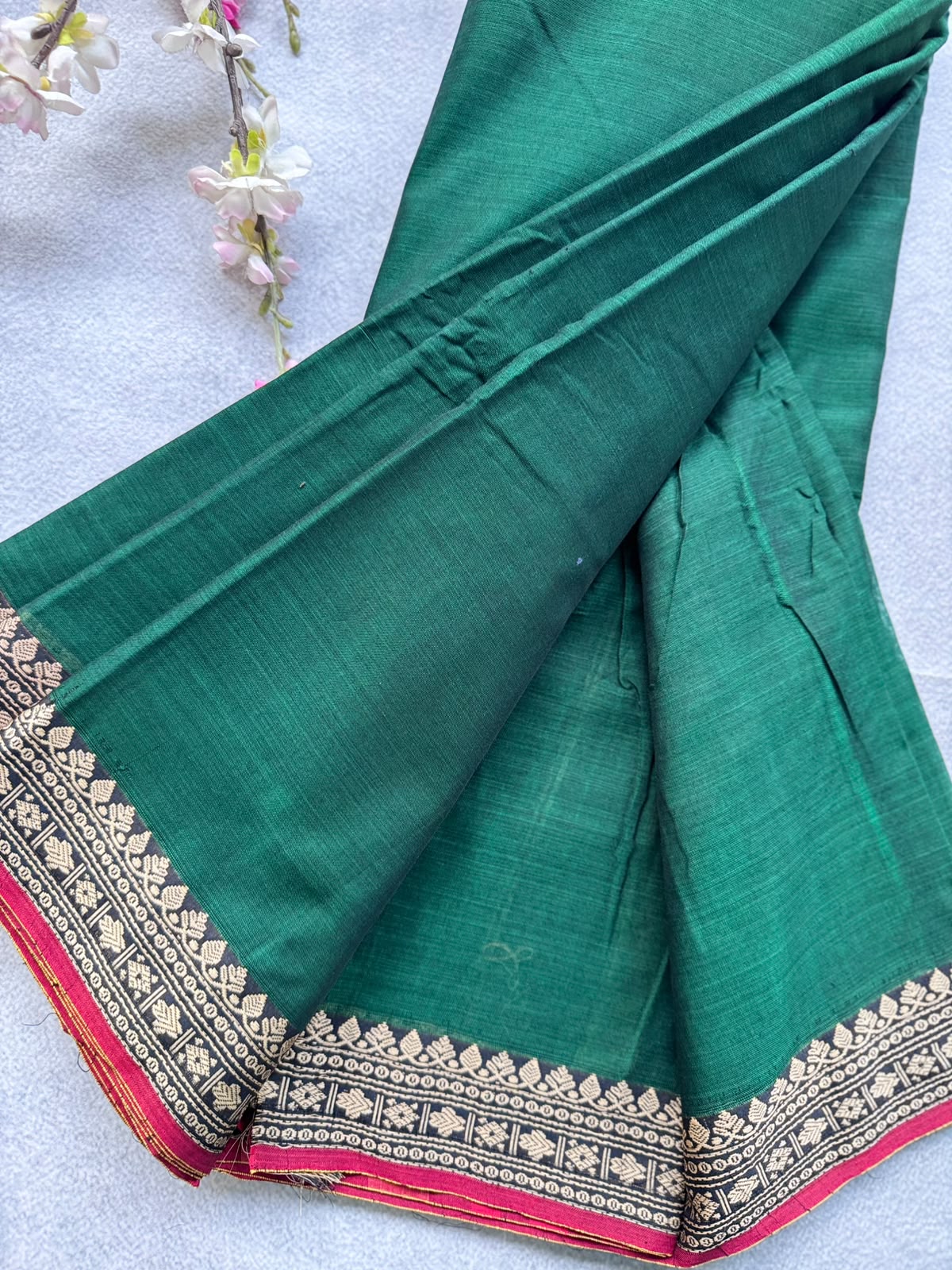Bottle Green Narayanpet Cotton Saree 109