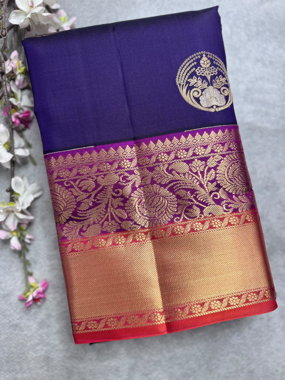 Navy Blue Pure Kanchi Silk Saree 109