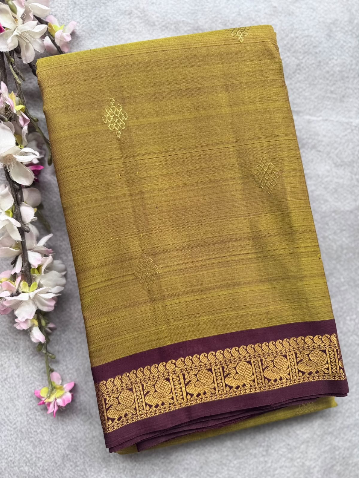 Mustard Pure Kanchi Silk Saree 109