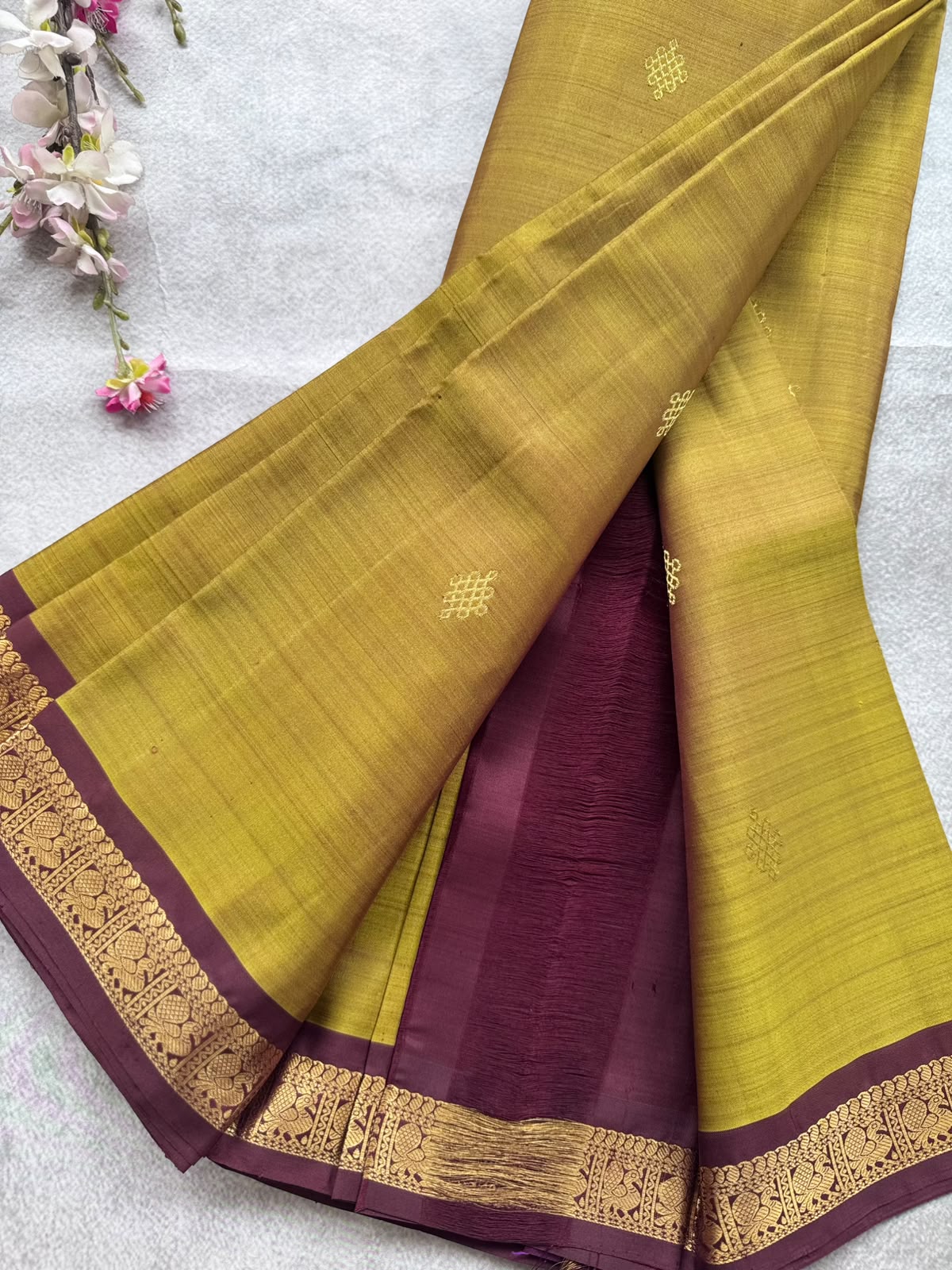 Mustard Pure Kanchi Silk Saree 109