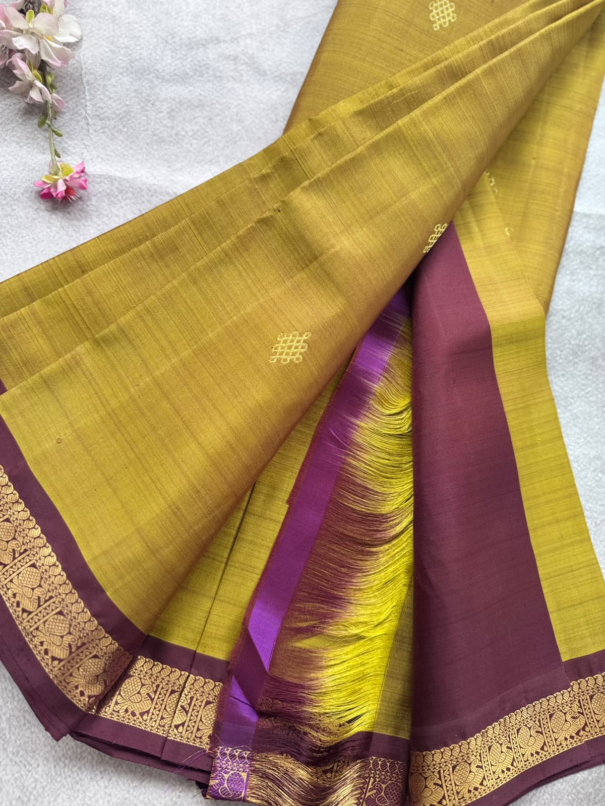 Mustard Pure Kanchi Silk Saree 109