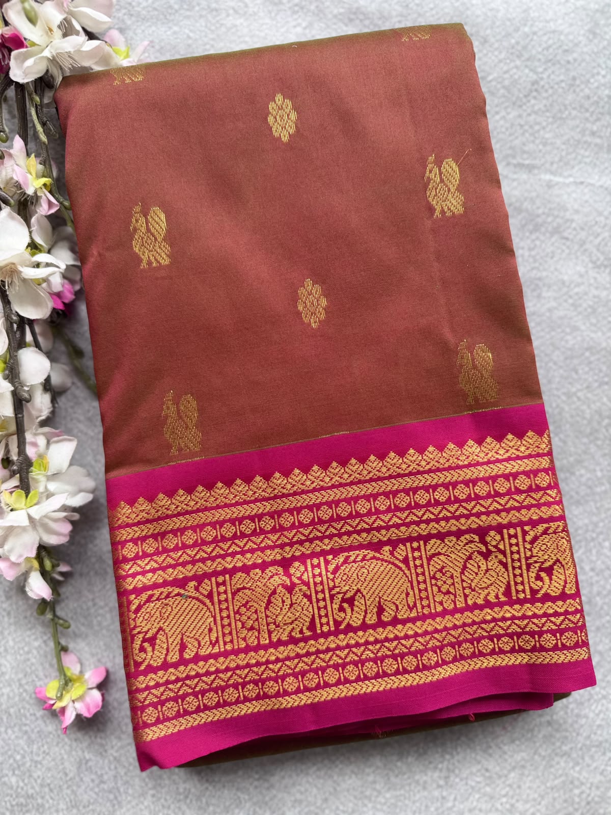 Rust Brown Pure Kanchi Silk Saree 109