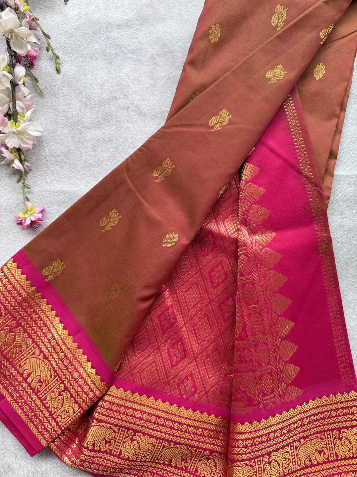 Rust Brown Pure Kanchi Silk Saree 109