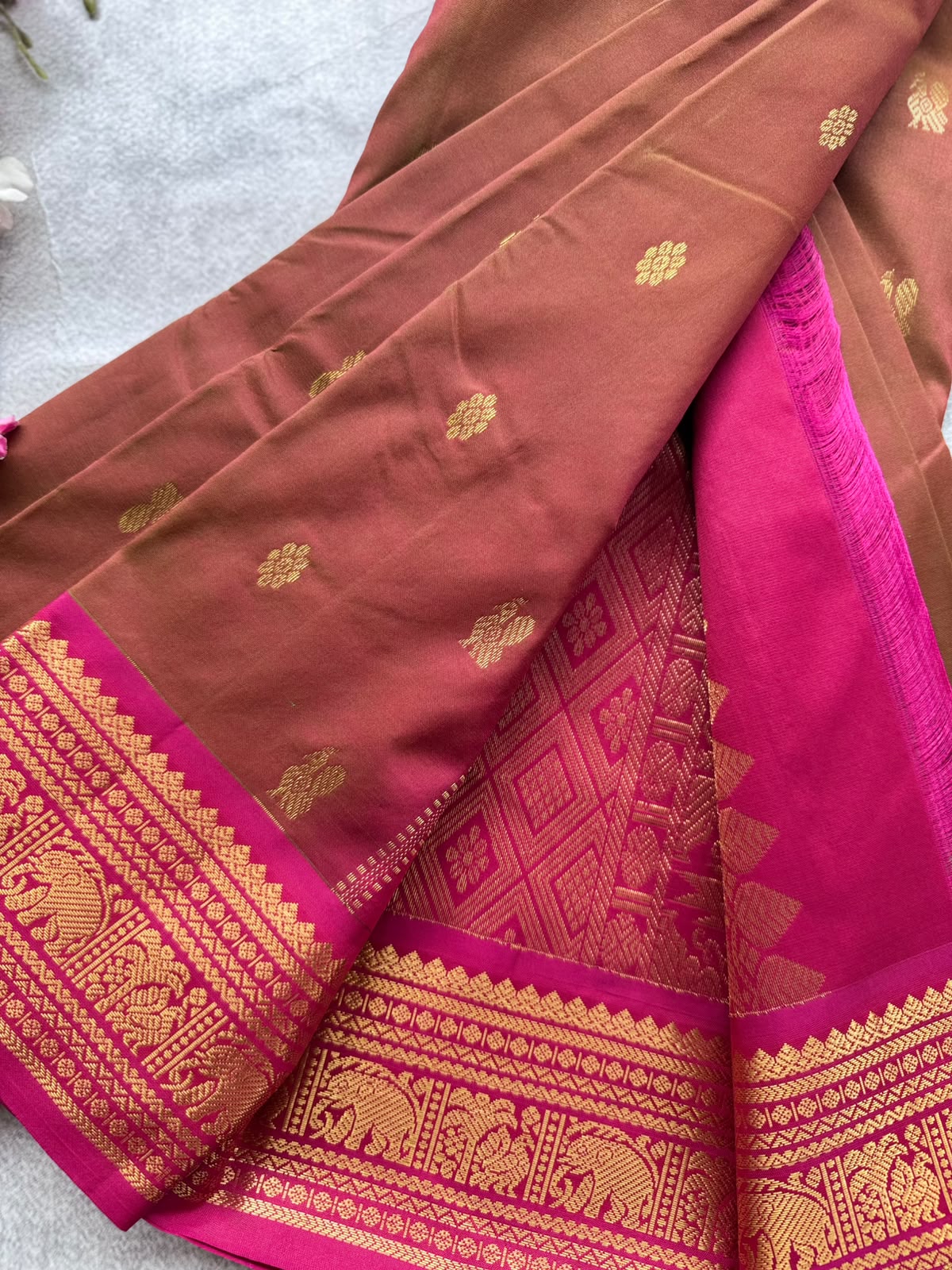 Rust Brown Pure Kanchi Silk Saree 109