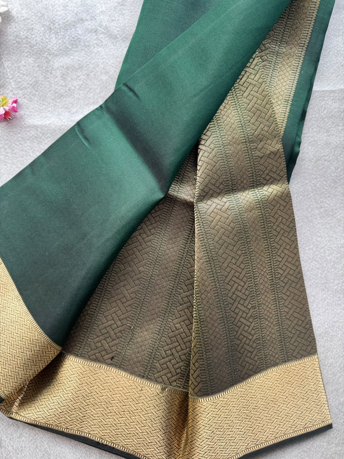 Bottle Green Pure Kanchi Silk Saree 109