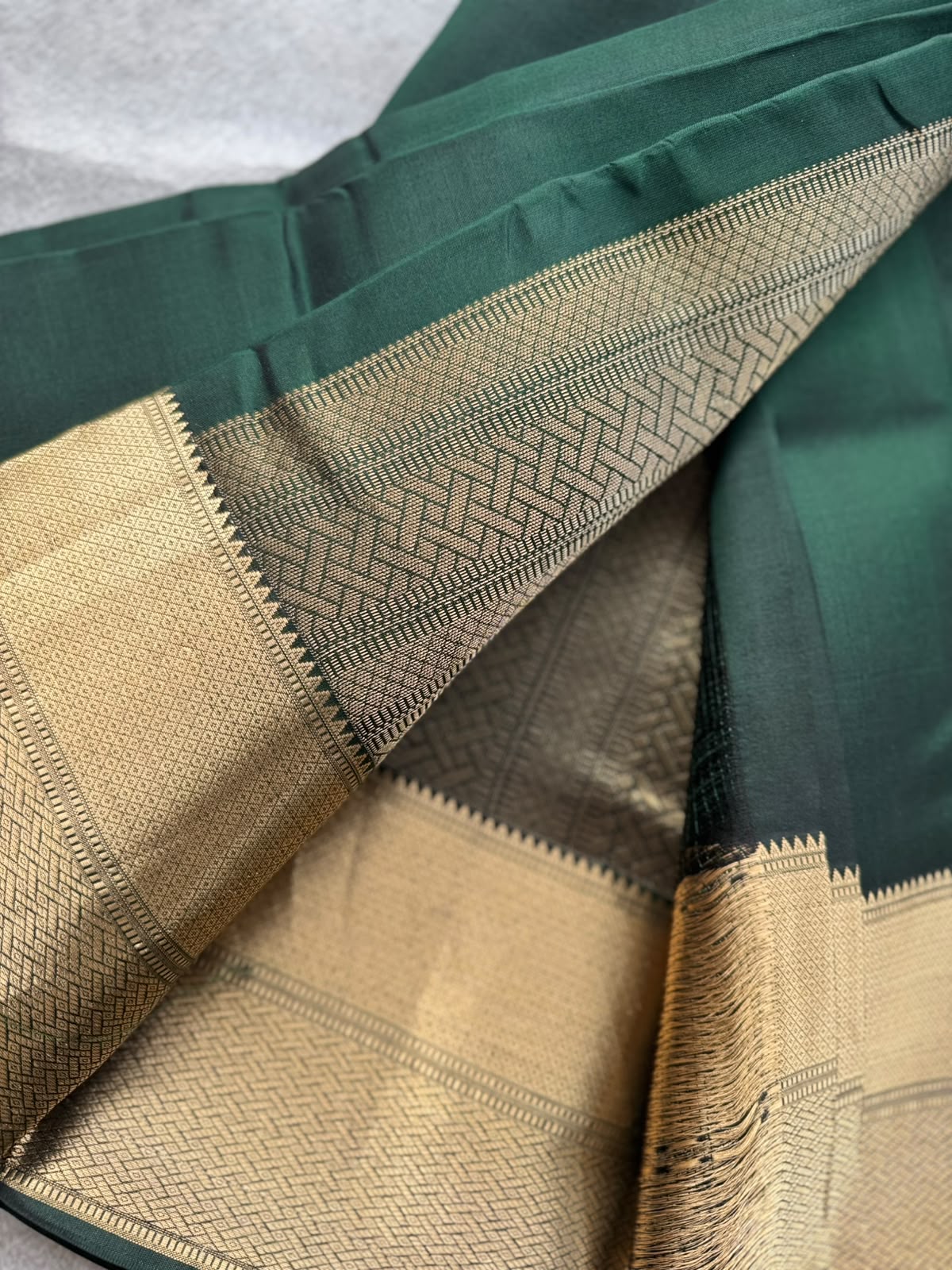 Bottle Green Pure Kanchi Silk Saree 109